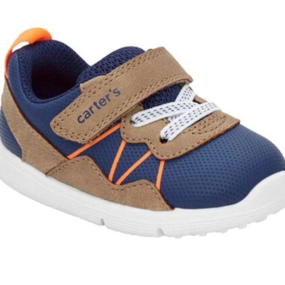 NWT Carter's Baby Boy Blue Brown Athletic Every Step® Sneakers